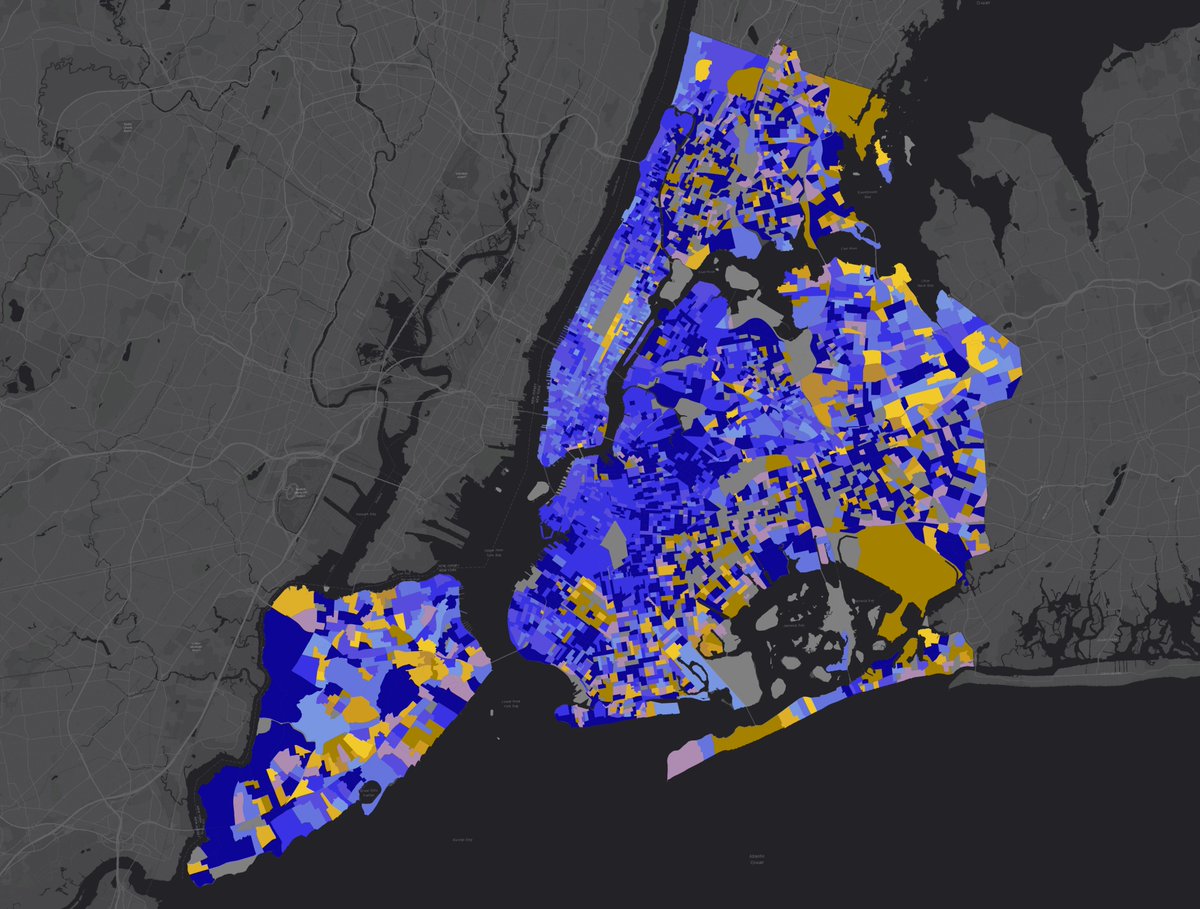 orcasaccount's tweet image. How voters whose votes counted towards Brad Lander in the first round of the mayoral primary voted in the final round of the mayoral primary.
🔵 Zohran Mamdani - 73,807 (75.4%)
🟡 Andrew Cuomo - 24,021 (24.6%)