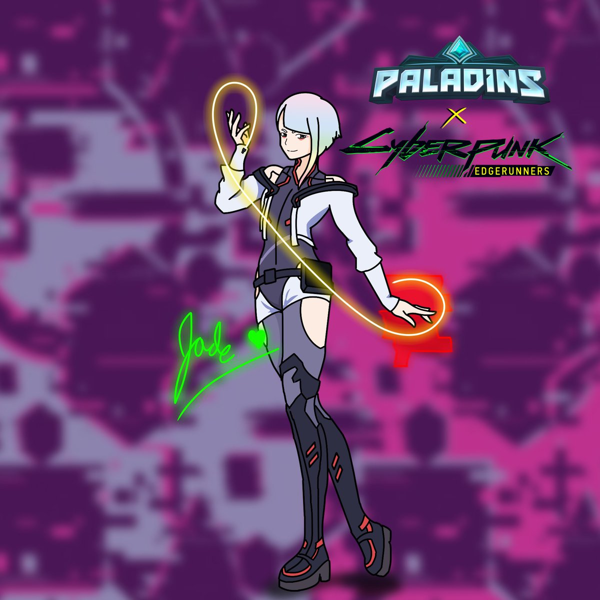 jade_the_shade9's tweet image. "Don’t make a name for yourself as a Cyberpunk by how you live… Make a name by how you die."
Paladins X Cyberpunk Edgerunners Skin concept:
"Lucyna Kushinada" Rei
#paladins #paladinsart #paladinsfanart #CyberpunkEdgerunners