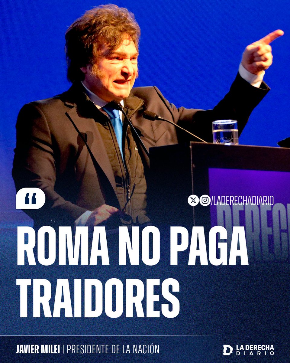 laderechadiario's tweet image. 🚨🇦🇷 | "¡ROMA NO PAGA TRAIDORES!": El presidente Javier Milei destruyó a quienes traicionaron al único proyecto que busca volver a hacer a la Argentina grande nuevamente.