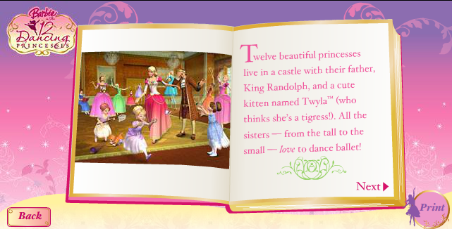 barbie in the 12 dancing princesses flash game