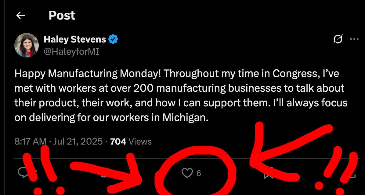 Dem_TeaParty's tweet image. WOW: @HaleyforMI receives record-setting SIX LIKES on recent post! She has the energy on her side!