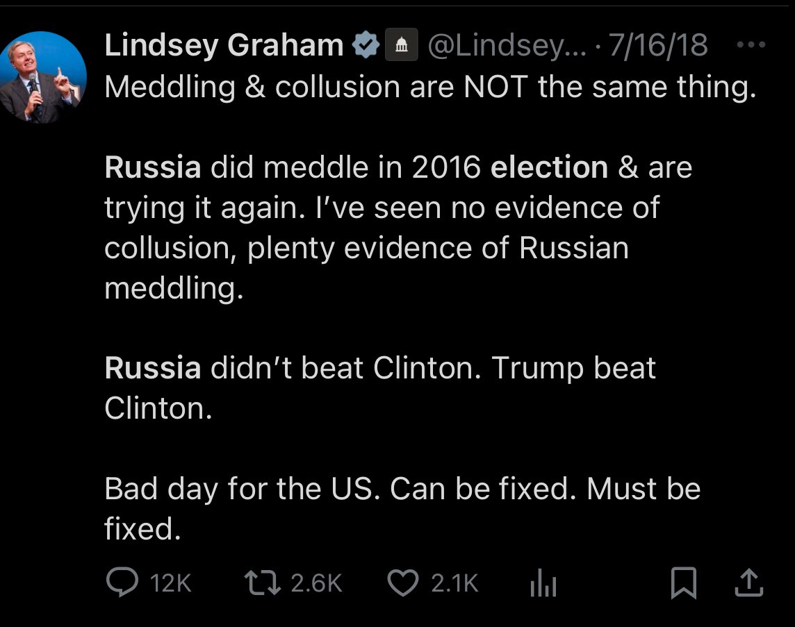 crenshawfangirl's tweet image. Here he is again claiming that Russia meddled in our elections