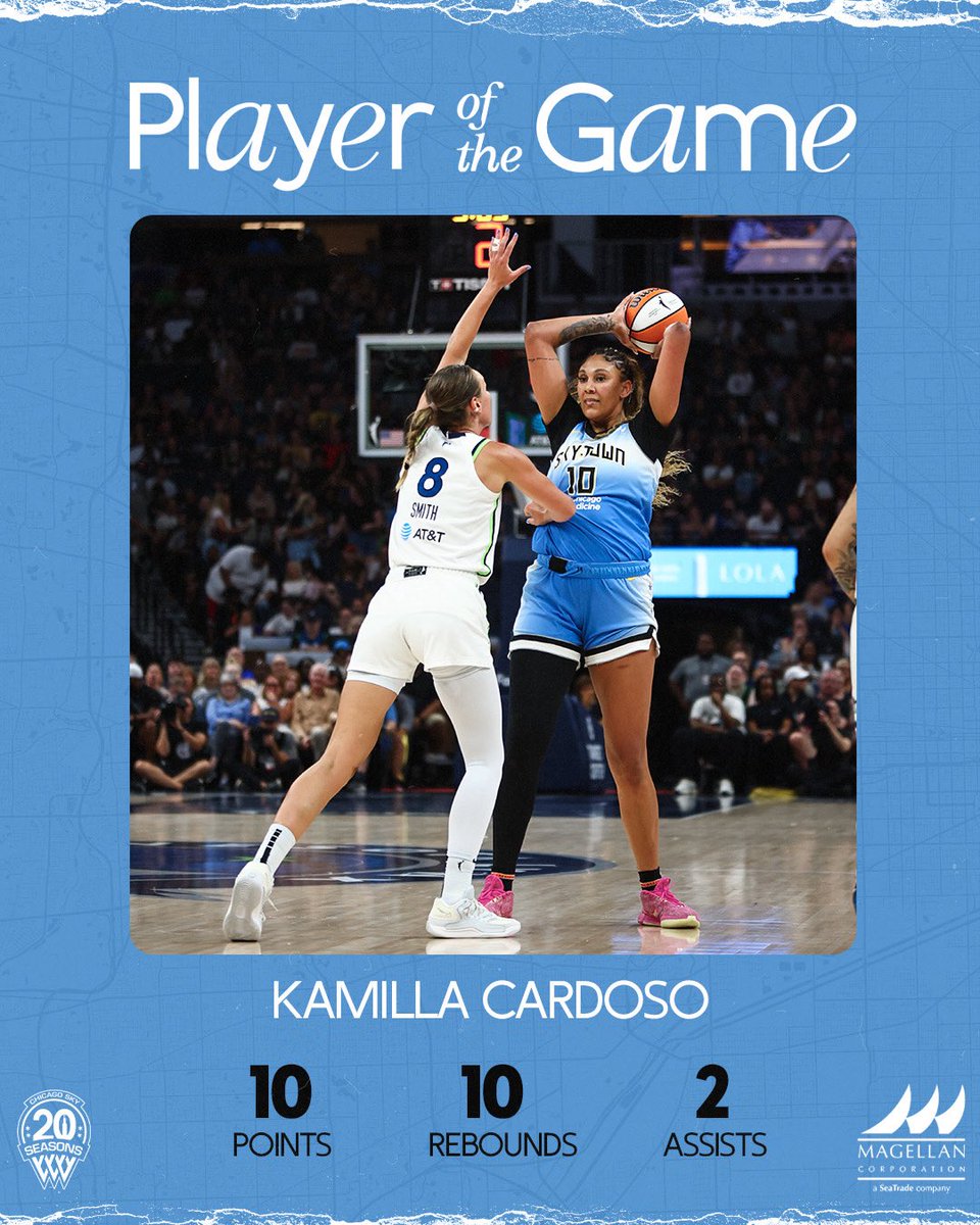 chicagosky's tweet image. a double-double from K10 tonight🙂↕️
Presented by @MagellanCorp | #skytown