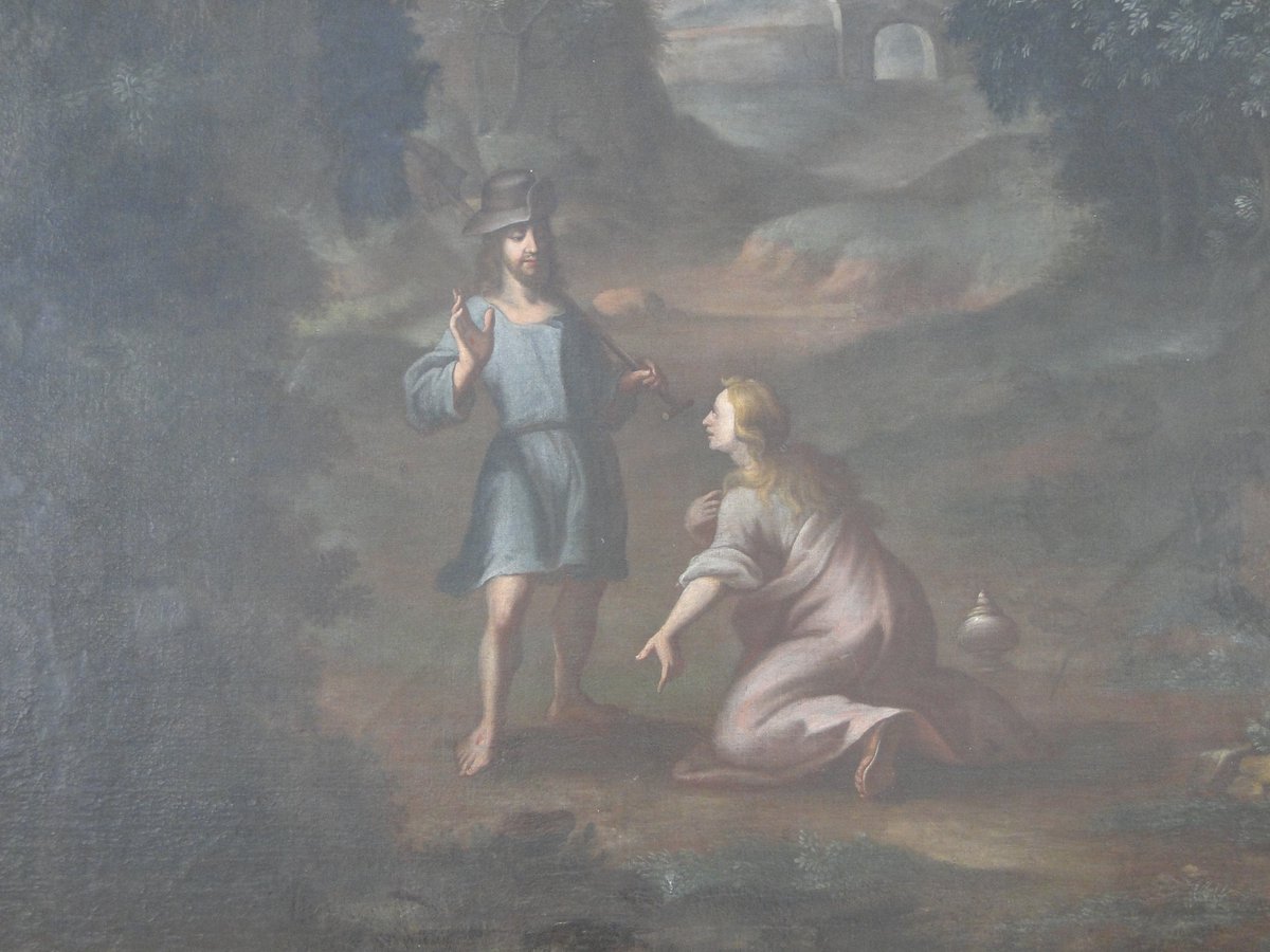 HeiligeBibel's tweet image. A final post tonight for Mary Magdalene, honored with a feast day in our LSB.
"Touch me not; for I am not yet ascended to my Father." John 20:17. Jesus with Mary at the garden tomb, as depicted in Schwangau, Germany. #StMaryMagdalene #Lutheran #LCMS