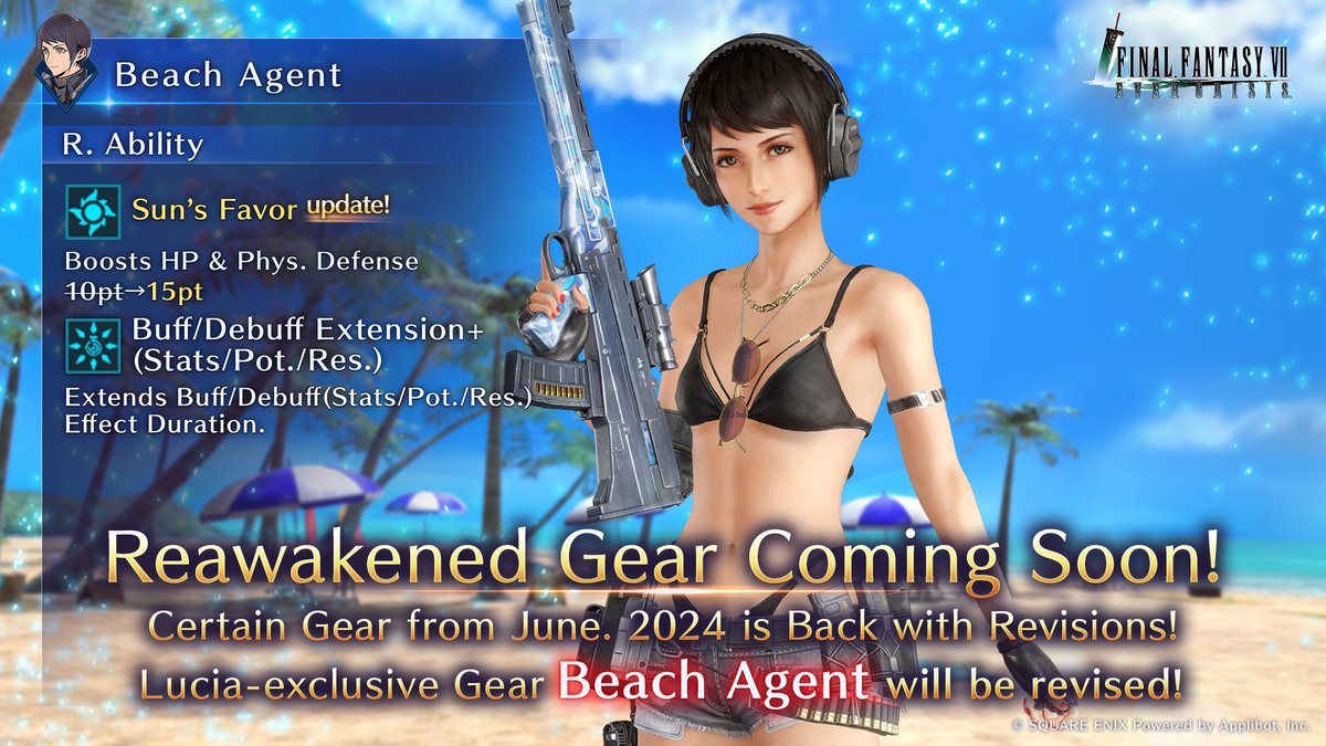 FFVII_EC_EN's tweet image. Reawakened Gear Coming Soon
As of Jul. 23 7:00 PM PDT, some Gear from Jun. 2024 will be reawakened!
Plus, to commemorate, certain Gear will be back with revisions!
Look forward to the revisions and a chance to get any Gear you may have missed!
#FF7EC