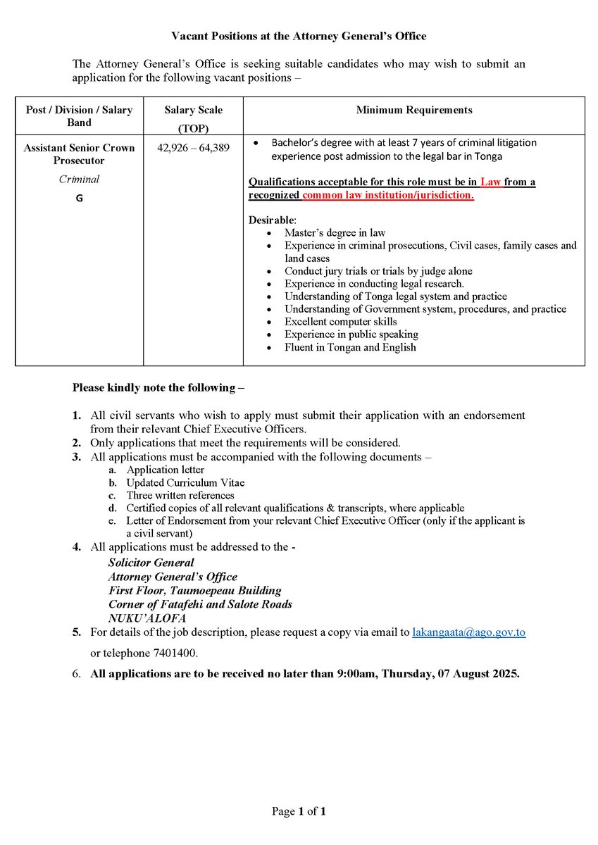 Lakanga 'Ata
Assistant Senior Crown Prosecutor