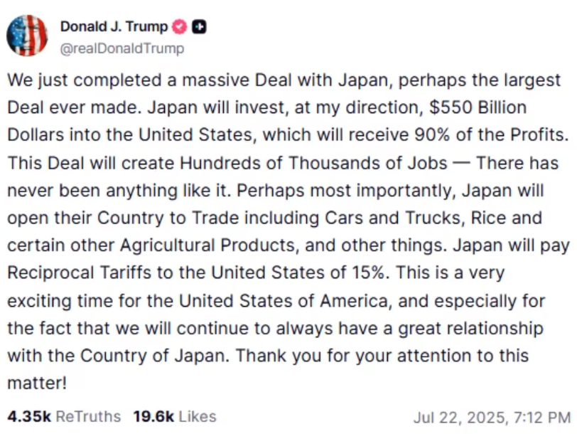 mrjeffu's tweet image. What Trump & the US got from the trade deal with Japan:
・Japan won't lower tariffs on foreign agricultural goods.
・There were no tariffs on American cars in Japan in the first place, so that stays the same.
・Japan won't increase its quota for tariff free imports of rice…