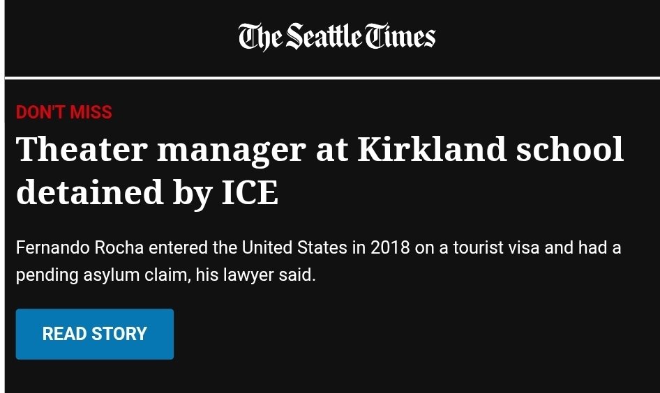 thehoffather's tweet image. The Seattle Times buried the lede again
He overstayed his visa and "ICE Seattle posted on X that Rocha, 45, is a citizen of Brazil and is wanted in Brazil for theft."