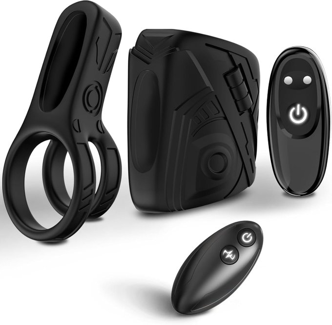 Spanish and Italian products are launched at the same time
Trainer set
Product packaging content: penis trainer*1, sperm lock ring*1, detachable bullet vibrator*1, wireless remote control*1
The detachable bullet vibrator can be removed and installed on the trainer and sperm lock