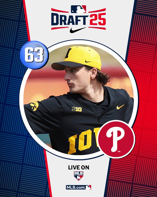 jimcallisMLB's tweet image. 2nd-rder Cade Obermueller signs w/@Phillies for $1,197,500 (slot 63 value = $1,416,600). @UIBaseball RHP, wipeout low-80s slider, can manipulate fastball & reach 98 mph. Starter potential, also could move very fast as a reliever. @MLBDraft