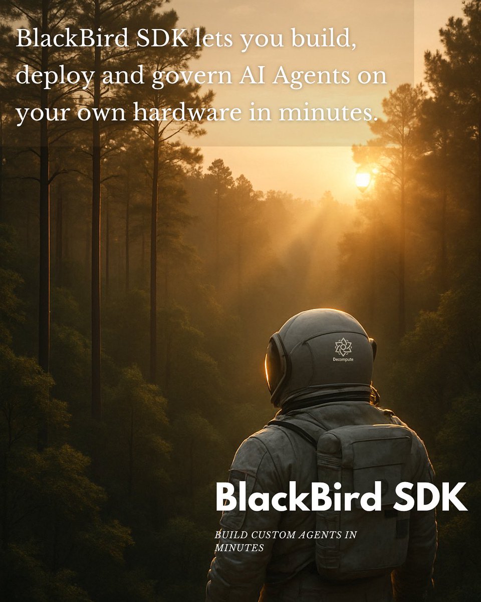 DecomputeAI's tweet image. Finally: AI that doesn't spy on your users. Build it with BlackBird 👇
**BlackBird SDK Launched!**
Build private, on-device AI agents in minutes. No cloud, no compromises.
**Why it’s game-changing:**
🔒 **100% Private**: Data never leaves the device
⚡️ **&lt;100ms…