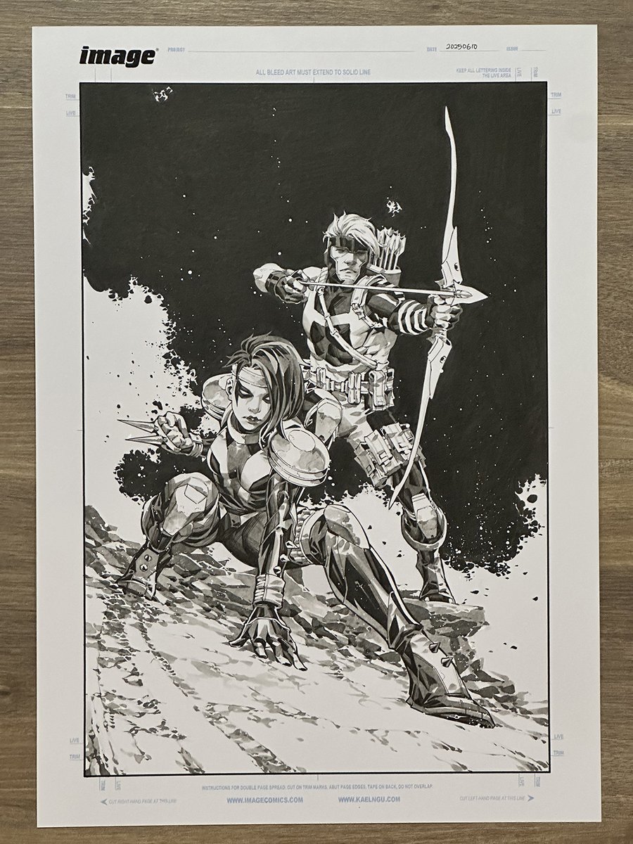 KaelNgu's tweet image. Original art for YOUNGBLOOD #1. Ink and ink wash on A3 paper.