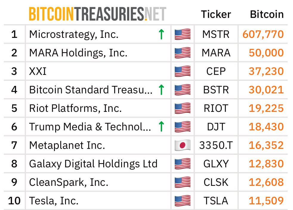 TheBTCTherapist's tweet image. We are witnessing the birth of a new system.
The top 10 Bitcoin treasuries look considerably different than just one year ago.
Strategy has a significant head start.