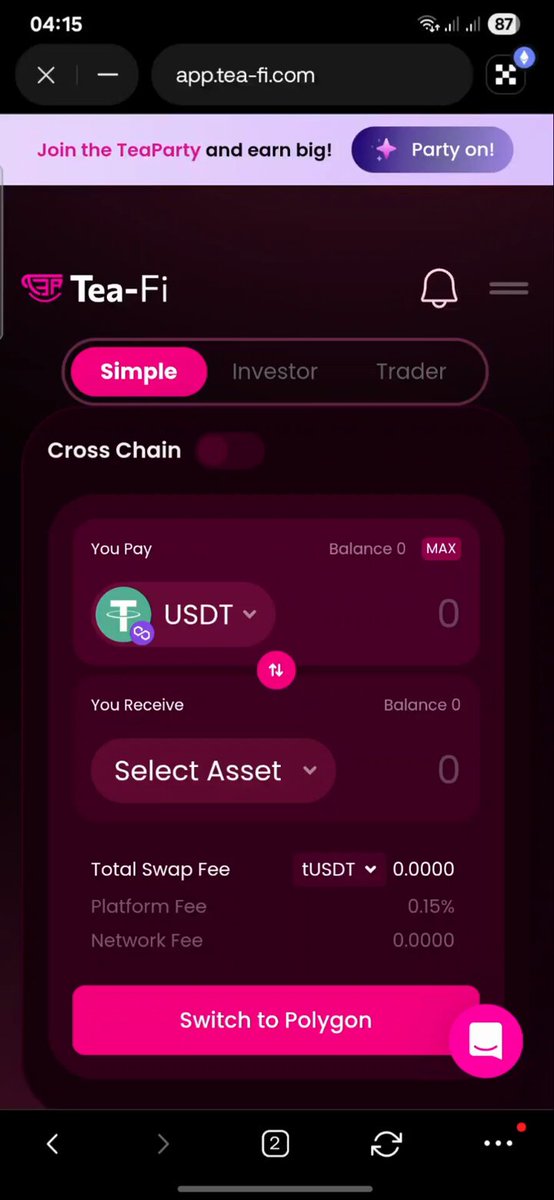 JustusUmoren's tweet image. Hello guys!

Just made a seamless swap on TeaApp 🍵

No clutter. No delays. Just pure DeFi simplicity.

Whether you are trading or exploring new tokens, TeaApp makes it smooth and gas-efficient.

Time to steep your crypto journey right at @TeaFi

#TeaApp #DeFiSwap