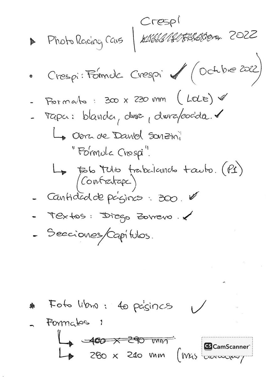 A fines del año 2022 comenzamos a trabajar en el proyecto “Fórmula Crespi”, el libro sobre Tulio Crespi. Junto a Alejandro de Brito (coleccionista) y a Diego Zorrero (periodista) se establecieron los lineamientos del libro, y en poco tiempo le presentamos una maqueta a Tulio.