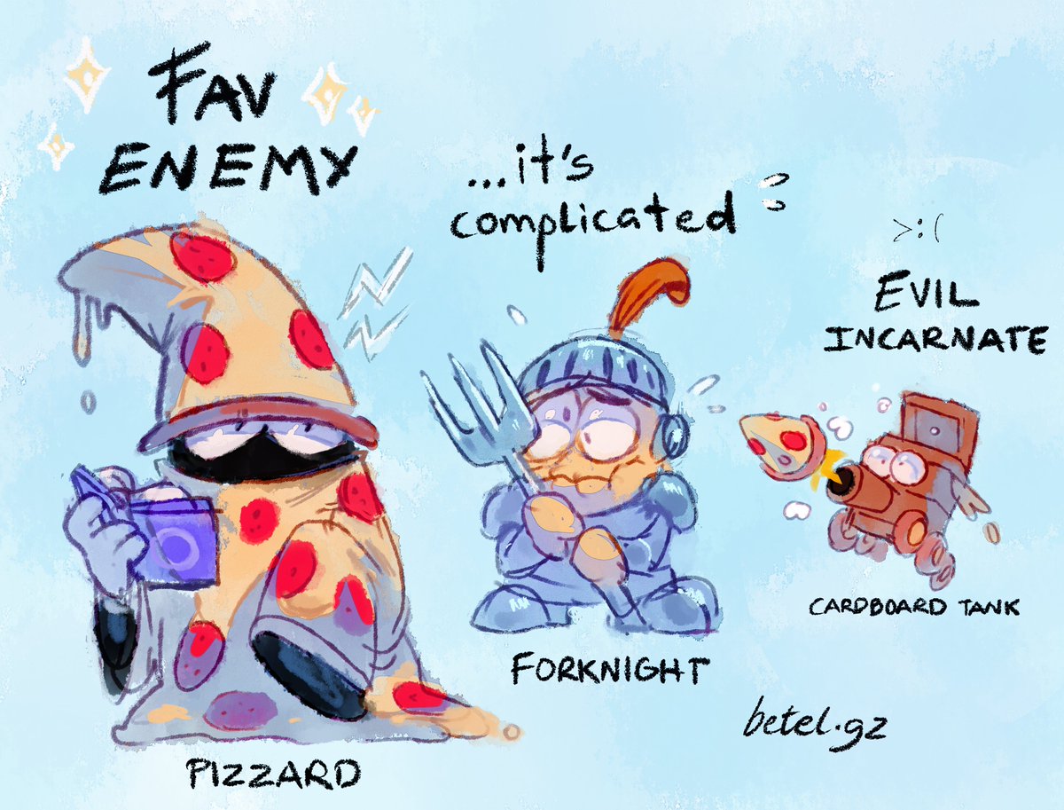 betelgzart's tweet image. Who's your favorite Pizza Tower enemy? (and who gives you the most trouble...?)
#pizzatower #digitalart #fanart