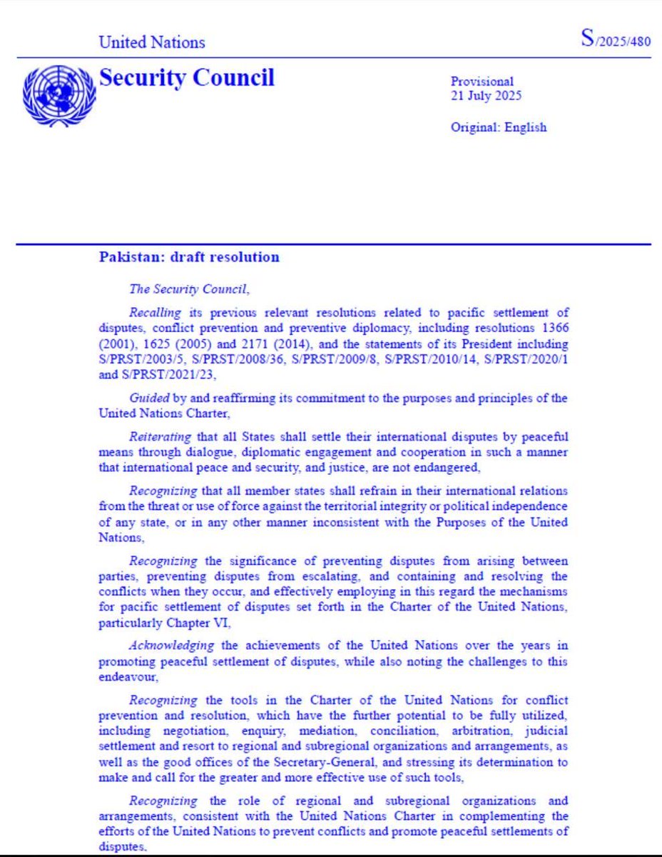 SSaima11's tweet image. The first landmark Security Council resolution on Strengthening Mechanisms for Peaceful Settlement of Disputes calls for implementation of Security Council resolutions for peaceful settlement of disputes including resolutions on Kashmir.