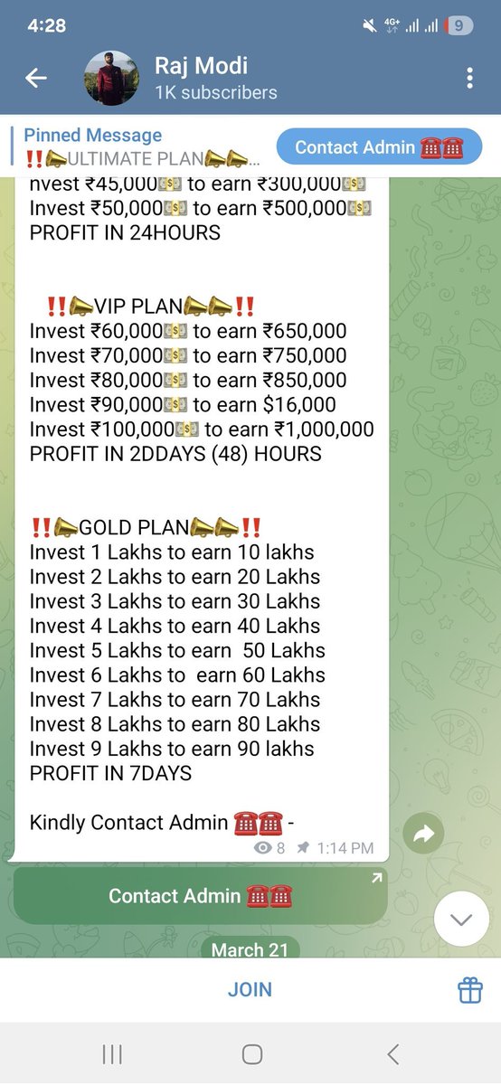 toddthornton8's tweet photo. SCAM ALERT :

- SOMEONE USE MY NAME &amp; PICTURE 
&amp; CREATE TELEGRAM CHANNEL, &amp; GIVING GREEDY PROMISES 
&amp; LOOT PEOPLE'S PAISA 

I HAVE NO TELEGRAM CHANNEL, 
SO NEVER JOIN ANYONE WHO USE MY PICTURE &amp; NAME,

REPORT THIS TELEGRAM CHANNEL 🙏 https://t.co/PpPGcMjuEP