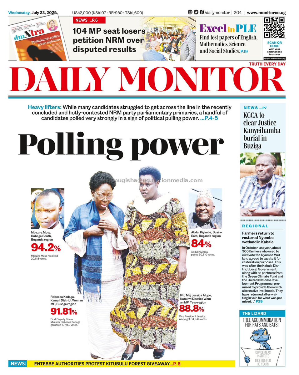 DailyMonitor's tweet image. Get yourself a copy of the Daily Monitor today for these and more stories
You can also read the e-paper 👇🏾
bit.ly/4eZiPOO
#MonitorUpdates
#TruthEveryDay