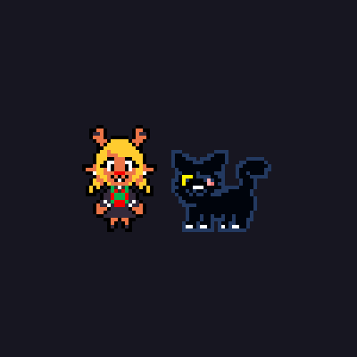 MorenoSeguel's tweet image. Noelle and a stray cat she is friend's with, (his eye is a lil fucked but he is cool) #DELTARUNE