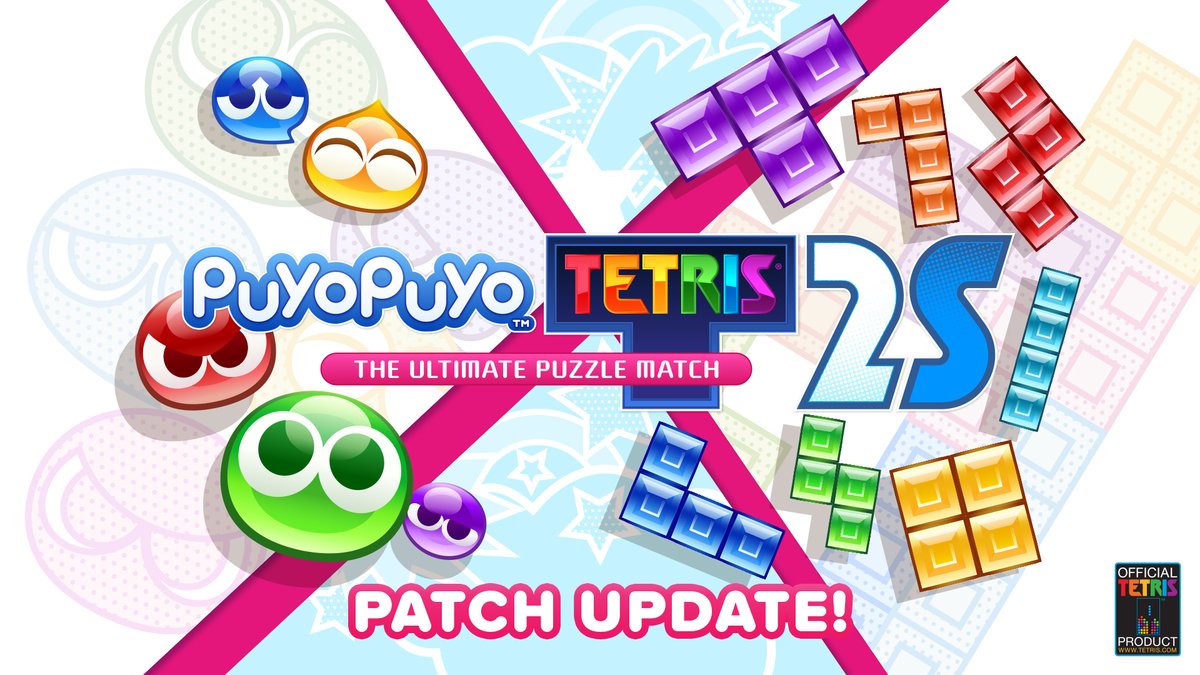 SEGA's tweet image. Patch ver. 1.0.3 for Puyo Puyo™ Tetris® 2S is now live!
Details:
Various fixes.
Please note that after installing this update, replay data from earlier versions will no longer be playable. Thank you for your understanding.