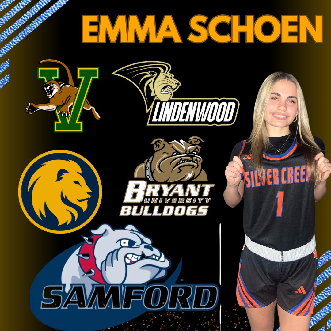 Silver Creek Lady Dragons (@schsgbb) on Twitter photo Congratulations to <a href="/EmmaSchoen26/">Emma Schoen</a> on earning Division 1 offers from <a href="/LindenwoodWBB/">Lindenwood Women’s Basketball</a>, <a href="/UVMwbb/">UVM Women's Basketball</a>, <a href="/SamfordWBB/">Samford Women's Basketball</a>, <a href="/Bryantwbball/">Bryant WBB</a>, and <a href="/Lion_WBB/">East Texas A&M WBB</a> in July🔥🏀 #HardWorkPaysOff Congratulations to <a href="/EmmaSchoen26/">Emma Schoen</a> on earning Division 1 offers from <a href="/LindenwoodWBB/">Lindenwood Women’s Basketball</a>, <a href="/UVMwbb/">UVM Women's Basketball</a>, <a href="/SamfordWBB/">Samford Women's Basketball</a>, <a href="/Bryantwbball/">Bryant WBB</a>, and <a href="/Lion_WBB/">East Texas A&M WBB</a> in July🔥🏀 #HardWorkPaysOff