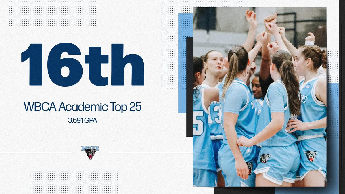 For the eighth time in the past 11 seasons, the Black Bears have earned a spot in the WBCA Top 25 Team Honor Roll! This year, the Black Bears checked in with the 16th best GPA in the country at 3.691!

Details: tinyurl.com/yc2tt4as

#BlackBearNation