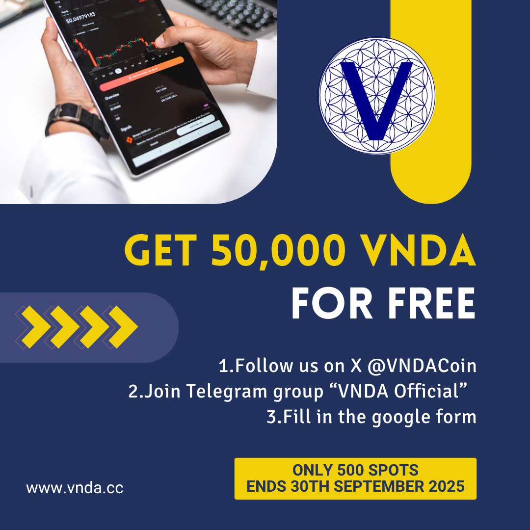 Jinocean Vietnam (@vndacoin) on Twitter photo VNDA Airdrop Round 2 is LIVE!
Get 50,000 VNDA
STEPS:
✅Follow: x.com/VNDAcoin
✅Join: t.me/+aEmIOwGd8M5kM…
✅Claim: forms.gle/cinVWpYxZkfY8B…
Only complete entries will receive airdrop!
Stay connected on <a href="/VNDAcoin/">Jinocean Vietnam</a> and Telegram!
#VNDA #Airdrop #CryptoVietnam VNDA Airdrop Round 2 is LIVE!
Get 50,000 VNDA
STEPS:
✅Follow: x.com/VNDAcoin
✅Join: t.me/+aEmIOwGd8M5kM…
✅Claim: forms.gle/cinVWpYxZkfY8B…
Only complete entries will receive airdrop!
Stay connected on <a href="/VNDAcoin/">Jinocean Vietnam</a> and Telegram!
#VNDA #Airdrop #CryptoVietnam