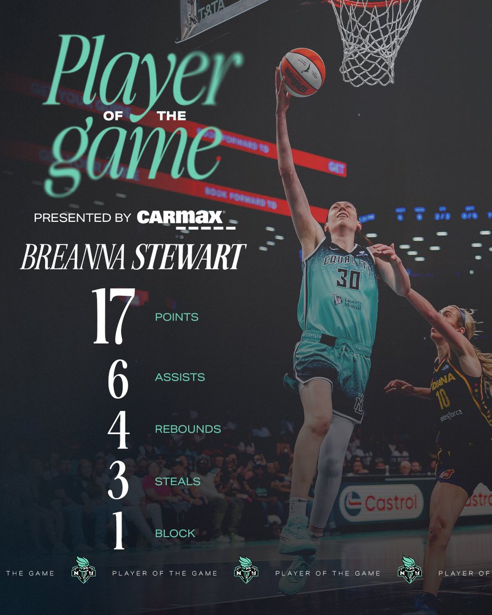 nyliberty's tweet image. Tipping off the 2nd half of the szn the Stew York way 🙂↕️
@breannastewart is our @CarMax Player of the Game🔥