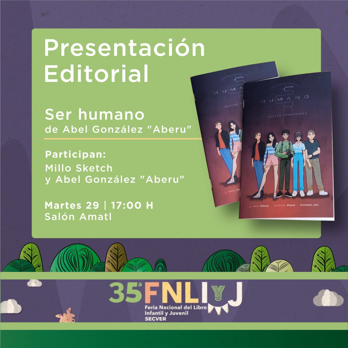 Un honor acompañar al buen Abel González en la presentación de su cómic "Ser humano" el próximo martes 29 en la Feria del Libro de la Secretaría de Cultura de Veracruz. Los esperamos 🤗