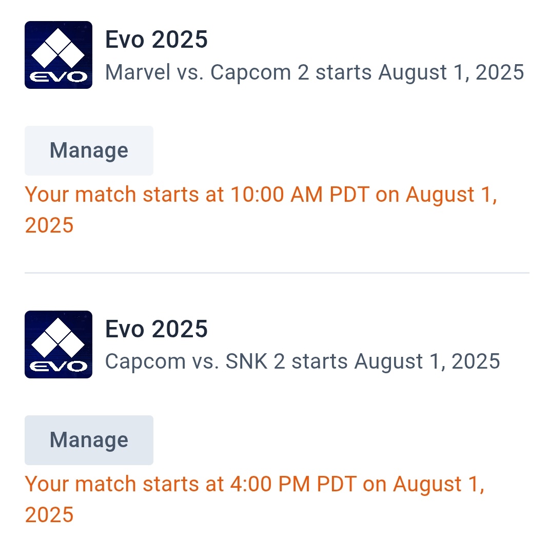#EVO pools assignments are out! Now I can plan my schedule. Both games are Friday, while MVC2 round 2 and beyond are Saturday