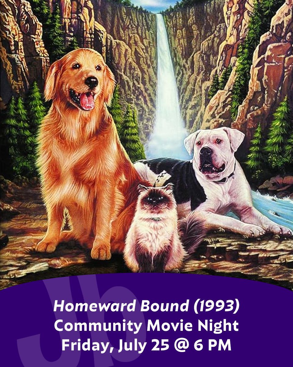 Join us on Friday for another Community Movie Night, where we're screening Homeward Bound! Free popcorn will be available during the movie, and if you come early you can satiate your sweet tooth with free ice cream as well.
joybound.org/event/communit…