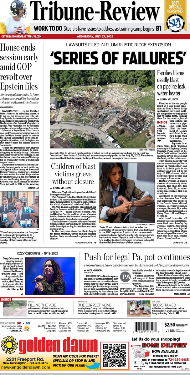 TribLIVE's tweet image. Take a look at Wednesday's edition of the Tribune-Review.
Subscribers to eTRIB can connect here: e.triblive.com
