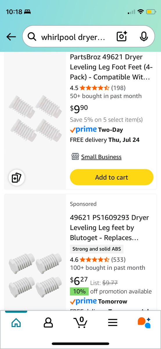 Davidsno's tweet image. An hour later, I have a replacement for a broken dryer foot.
The honey-do list gets smaller and my junk drawer has 3 less pieces