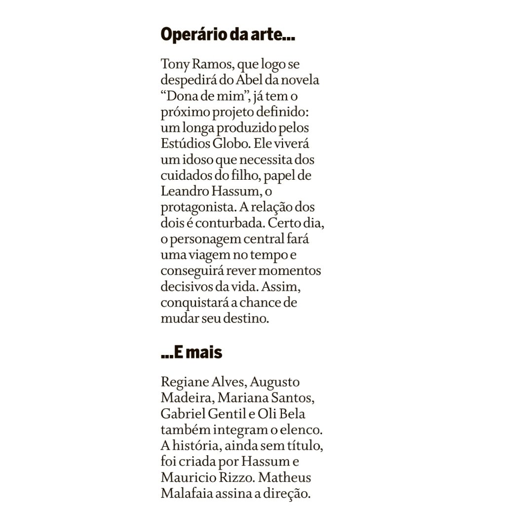 forumeplay's tweet image. Tony Ramos emenda novo projeto após Dona de Mim: ele estará em um longa dos Estúdios Globo, ao lado de Leandro Hassum. Na trama, um pai e filho com relação conturbada vivem uma reviravolta após uma viagem no tempo. Regiane Alves, Mariana Santos e mais no elenco. Direção de…