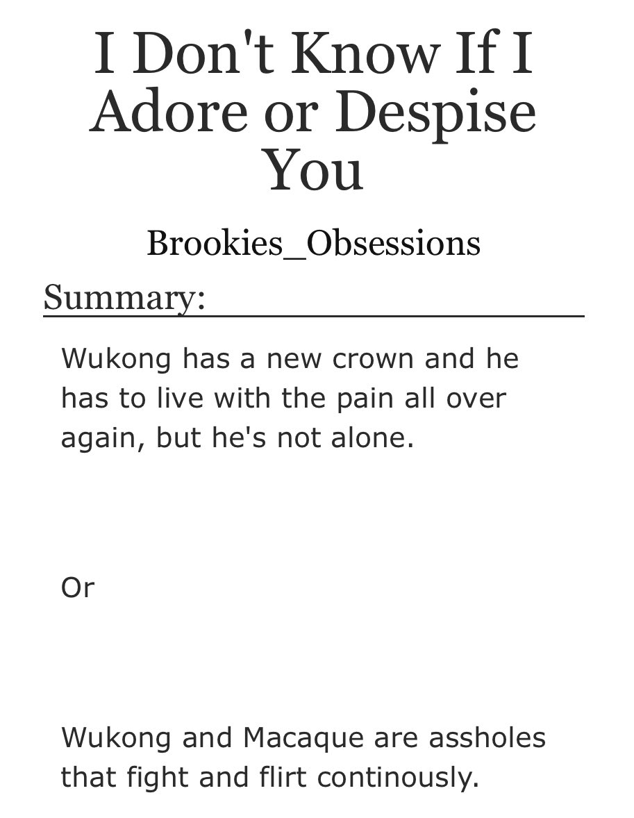 LMK_FanficRecs's tweet image. Fic of the day(275); I Don’t Know If I Adore or Despise You by Brookies_Obsessions on Ao3
-Oneshot
-Gen rating
-Shadowpeach (ish)
The Monkey King gets a pain crown
Link: archiveofourown.org/works/57034009…
#shadowpeach #LEGOMonkieKid