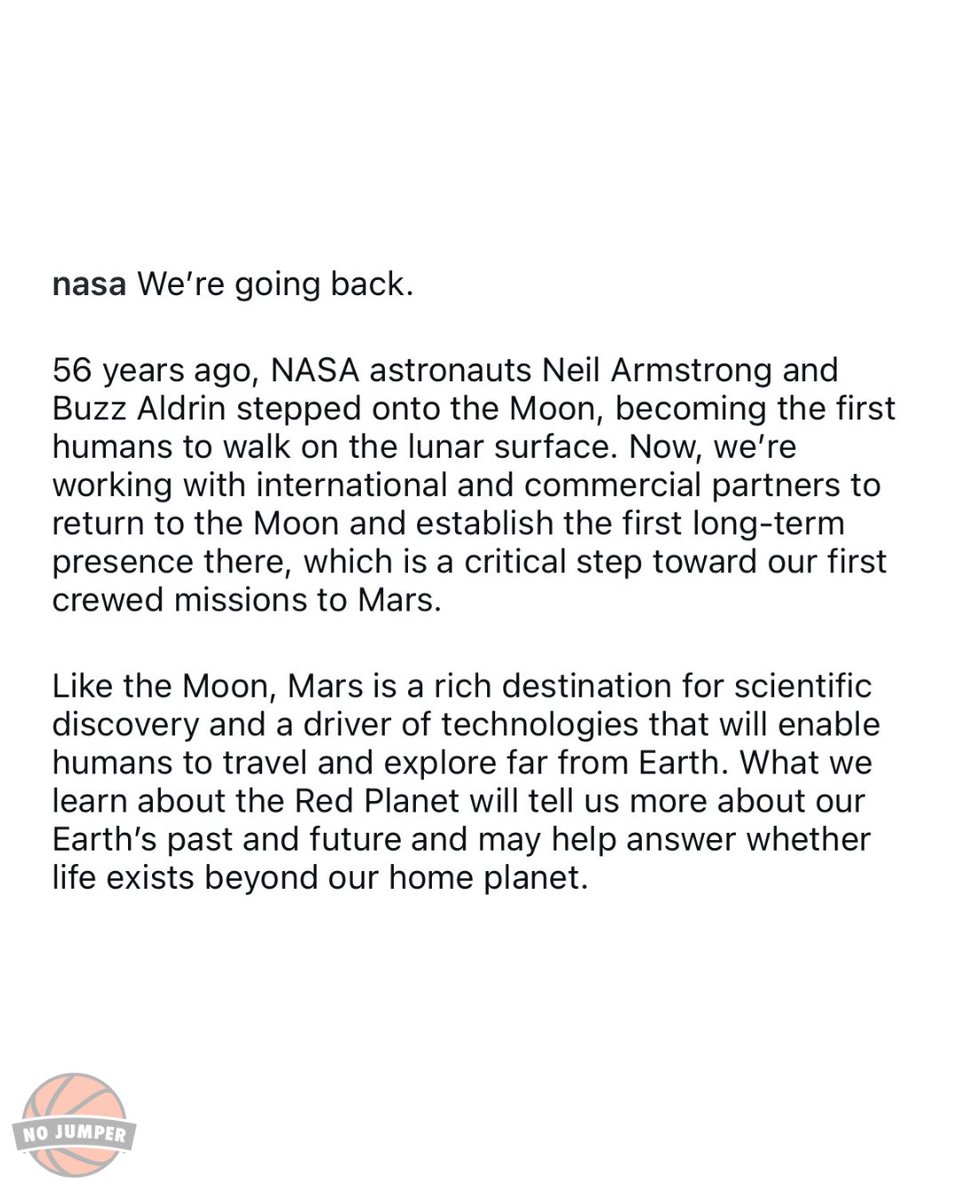 nojumper's tweet image. NASA is preparing to send humans back to the Moon and establish a lasting presence there.
These upcoming lunar missions will serve as the foundation for future crewed missions to Mars. 🚀