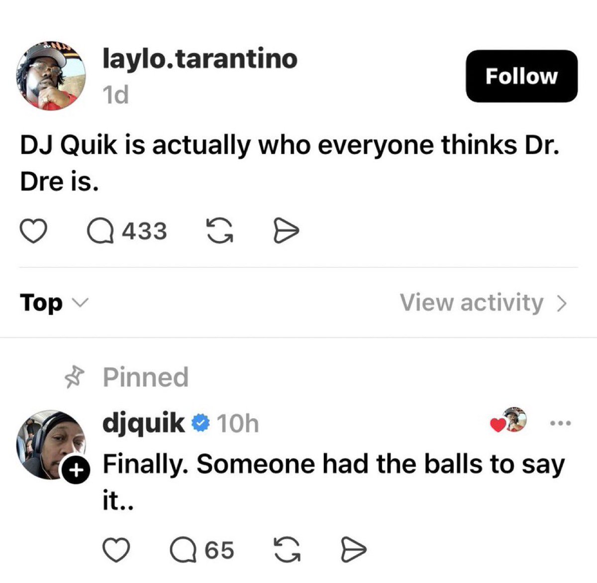 YayAreaNews's tweet image. DJ Quik reacts and agrees with a fan who says he’s the legendary producer everyone thinks Dr. Dre is