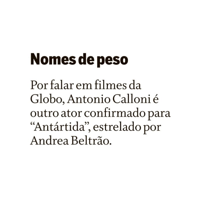 forumeplay's tweet image. Antonio Calloni se junta ao elenco de Antártida, novo filme da Globo estrelado por Andrea Beltrão.
🗞 Coluna Play