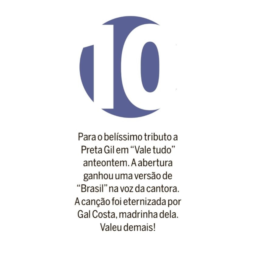 forumeplay's tweet image. Anna Luiza Santiago deu nota 10 para o belíssimo tributo a Preta Gil em #ValeTudo exibido anteontem. A abertura da novela ganhou uma versão da canção Brasil na voz de Preta, originalmente eternizada por Gal Costa, madrinha da artista.