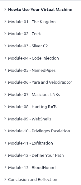 binaryz0ne's tweet photo. This is what I have so far, but there is a lot more to go! Hopefully this goes live next week and then start to add more modules/labs/content/etc... #DFIR #ThreatSimulation #Cybersecurity #ThreatHunting https://t.co/zZ7Xc8Pk0R