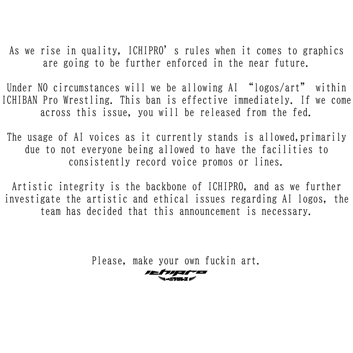 ICHIPRO_2K's tweet image. a statement from the #ICHIPRO team

[#WWE2K25]
