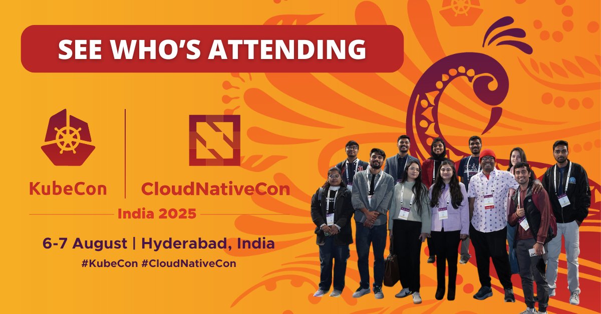 CloudNativeFdn's tweet image. π TICKETS GOING FAST for #KubeCon + #CloudNativeCon India π
6-7 Aug, Hyderabad. Join attendees from AWS, Google, Microsoft, NVIDIA, Flipkart, Goldman Sachs & more! See whoβs attending: hubs.la/Q03xYfK10 Register now! hubs.la/Q03xYfv30