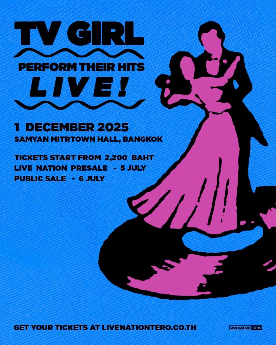 mtgh's tweet image. Catch @tvgirlz live in Thailand at the Samyan Mitrtown Hall on 1st December, tickets are available via @ThaiTicketMajor! @livenationth
thaiticketmajor.com/concert/tv-gir…