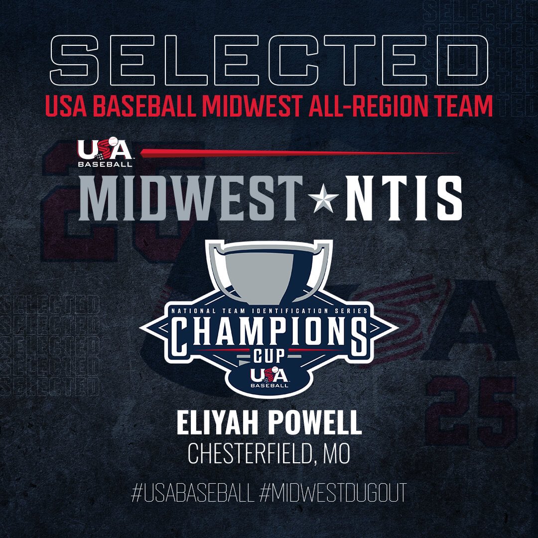 Eliyah_Powell's tweet image. Grateful to be selected to the 2025 USA Baseball Midwest All-Region Team.  #USABaseball #MidwestDugout
