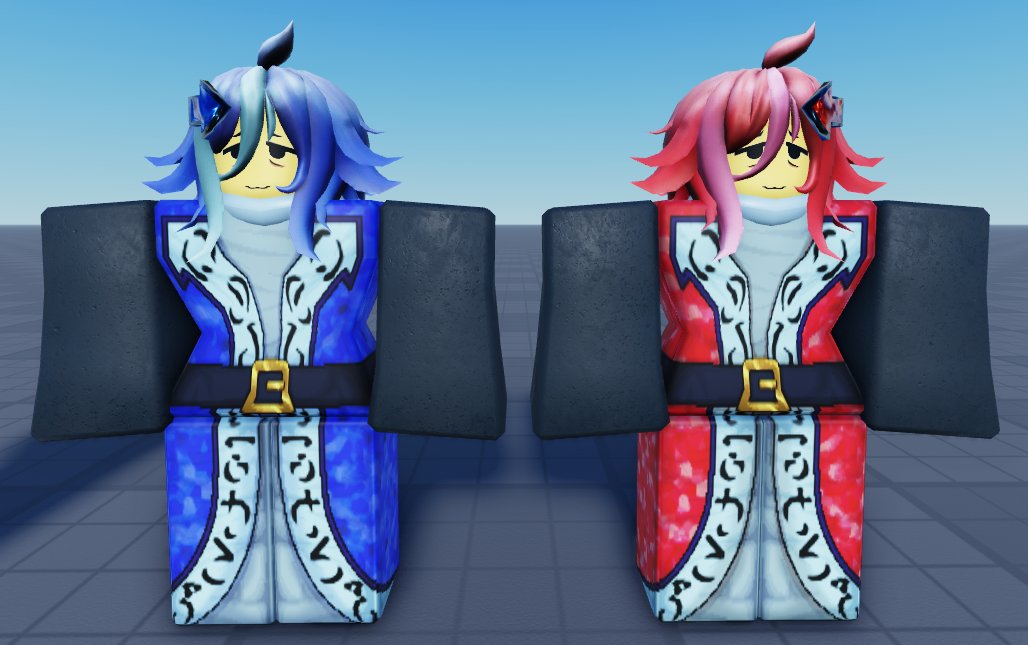 kibyden's tweet image. character for my partners game . shes one character with two color variants.
so retro.....
hair modelled by me, textured by @BakingMeshes
#roblox