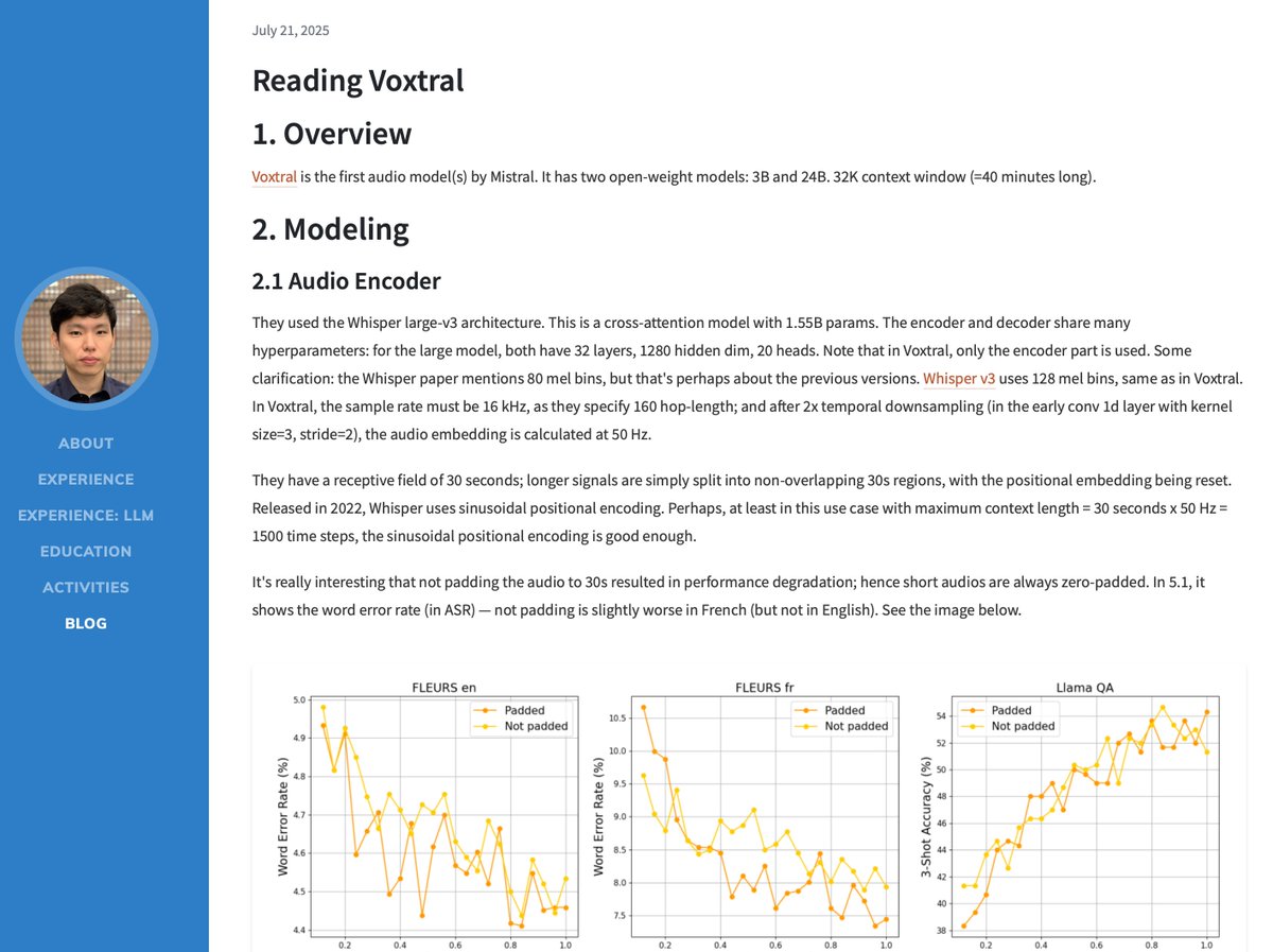 keunwoochoi's tweet image. i just read the Voxtral paper, and somehow i've looked into a lot of details about the audio part.
keunwoochoi.github.io/post.html?id=2…
