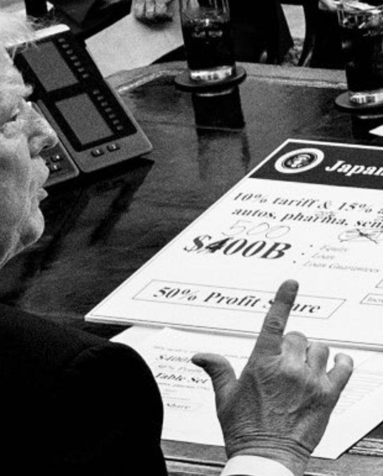 Michael7ucci's tweet image. LMAO Trump upsold Japan to $500 bil as the cameras started rolling.