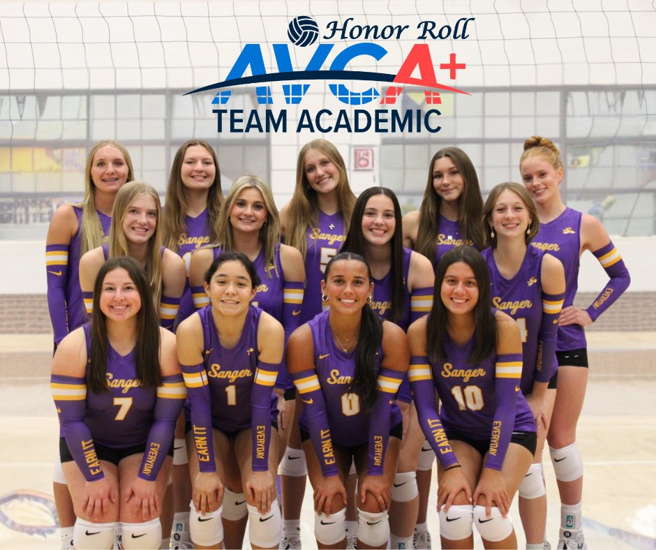 Congratulations to the 2024-25 Sanger Indians Volleyball team for earning the 2025 AVCA Team Academic Honor Roll Award! This is an outstanding accomplishment and we are so proud of you!