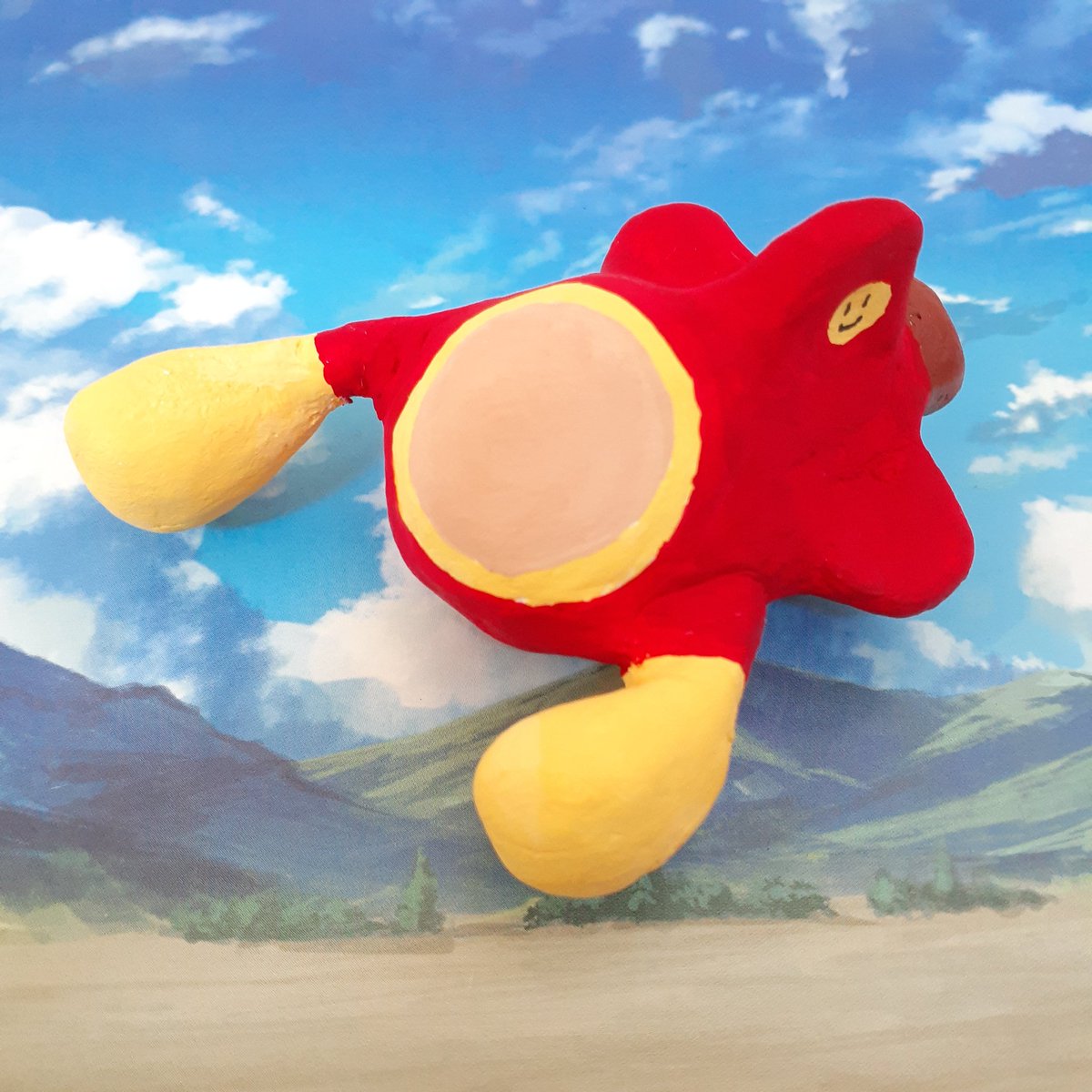 express222's tweet image. 娘が紙粘土で遊んでいたら
自分も何故かツインビーを作りたくなってしまい、出来上がった塗装前のツインビーを見ていたら
アンパンチ👊に見えてしまったのでアンパンマンカラーにしてみました。
童心を取り戻した🎵